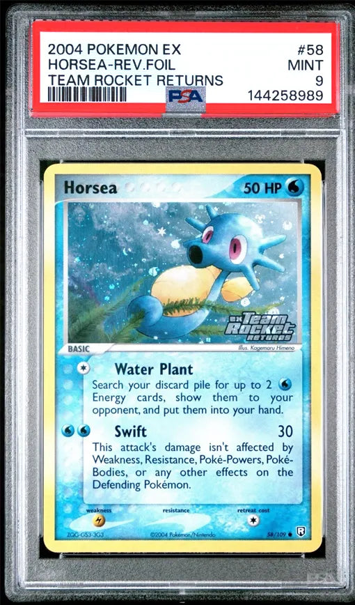 2004 Pokémon Team Rocket Returns Horsea Reverse Foil PSA9