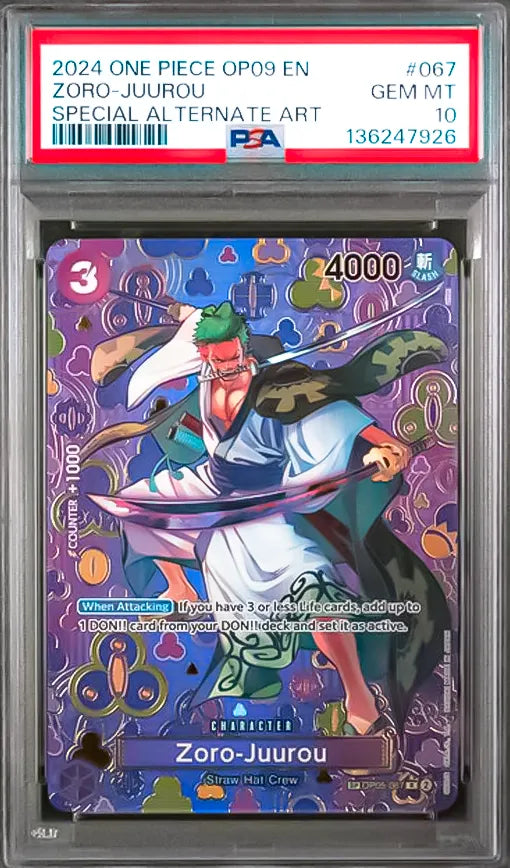 2024 ONE PIECE OP09 - 067 Zoro - Juurou Special Alternate Art PSA10