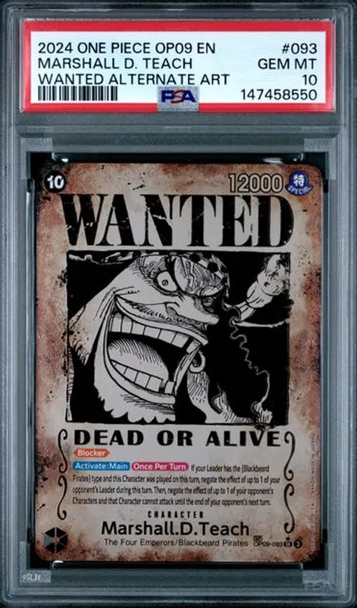 2024 ONE PIECE OP09 - 093 Marshall D. Teach Wanted Alternate Art PSA10