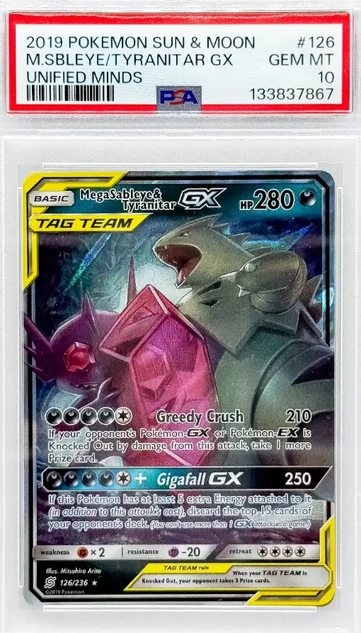 Mega Sableye & Tyranitar GX - SM - Unified Minds PSA10