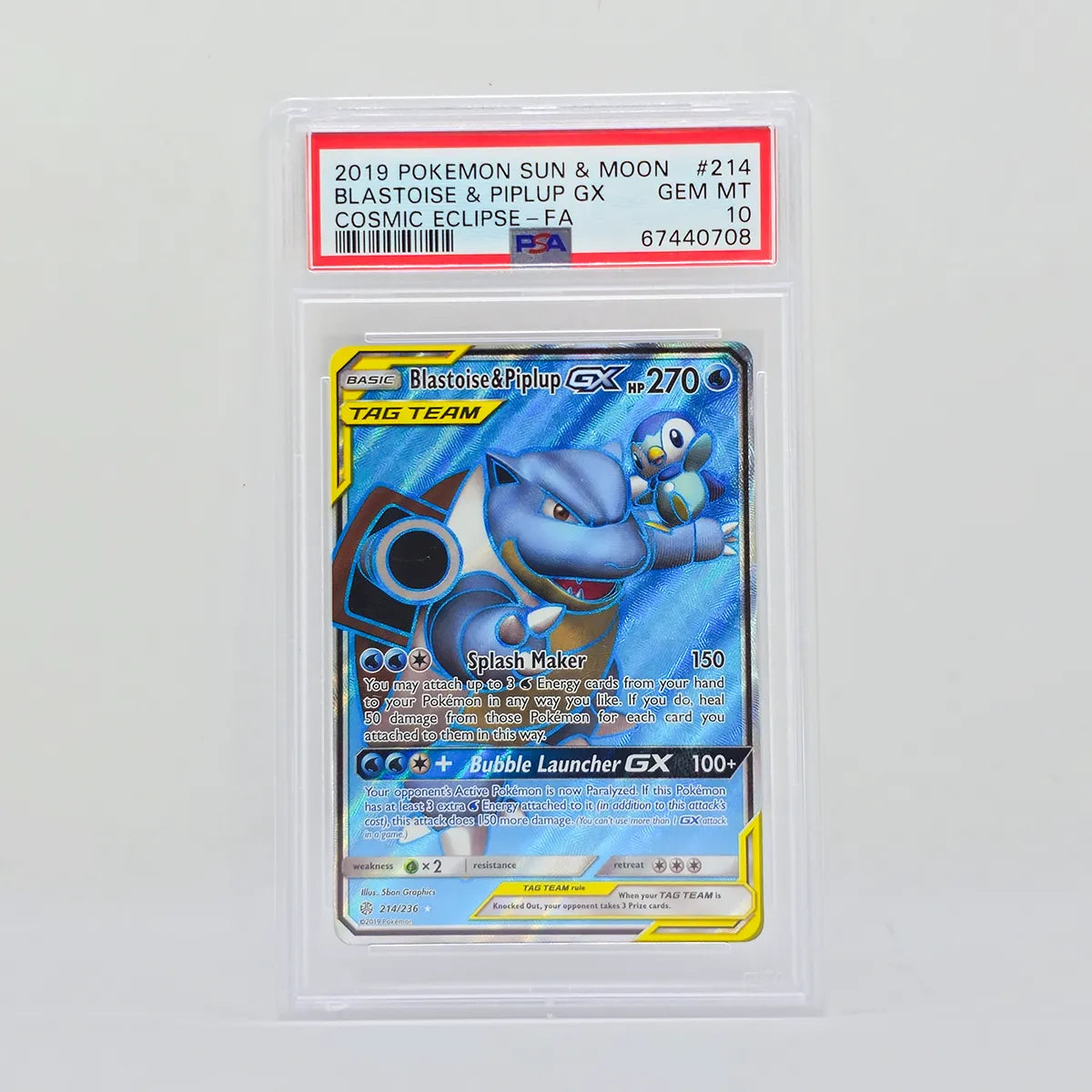 Pokémon Blastoise & Piplup GX Full Art PSA10