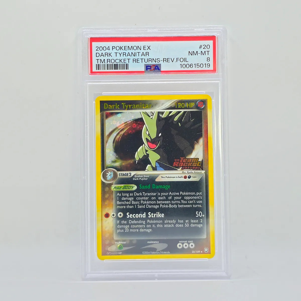 Pokémon EX Dark Tyranitar Reverse Holo PSA8