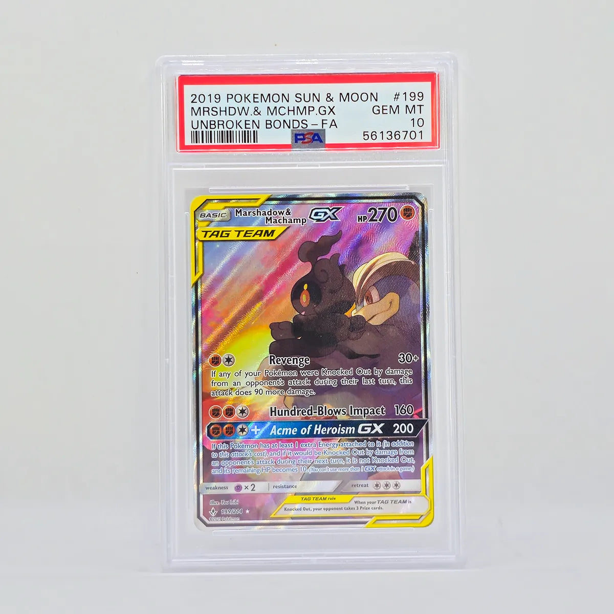 Pokémon Marshadow & Machamp GX (199) (Full Art) PSA10