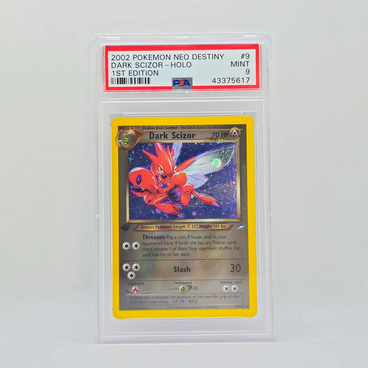 Pokémon Neo Destiny Dark Scizor Holo 1st Edition PSA9