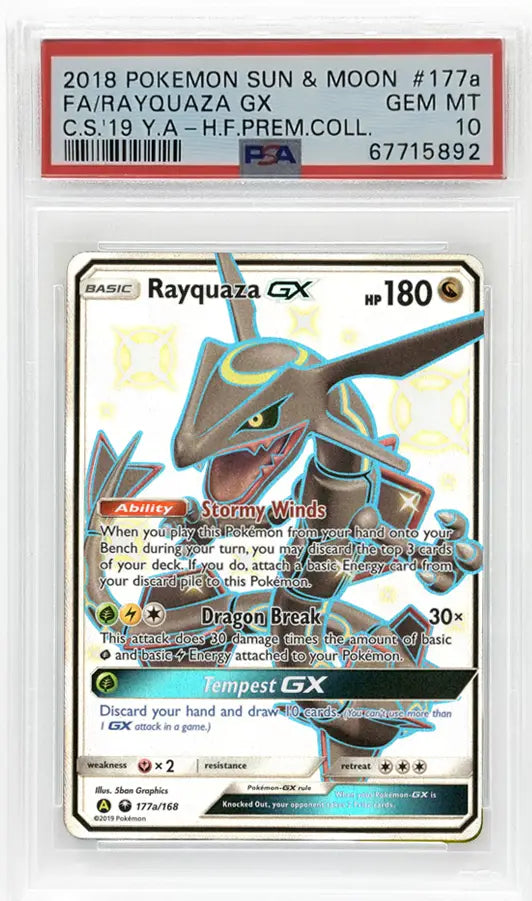 Pokémon Rayquaza GX - 177a/168 - Alternate Art Promos PSA10