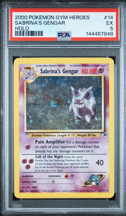 2000 Pokémon Gym Heroes 14/132 Sabrina's Gengar Holo PSA5