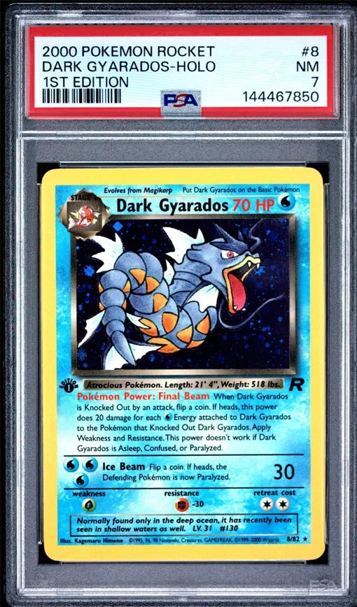 2000 Pokémon Rocket Dark Gyarados Holo 1st Edition PSA7
