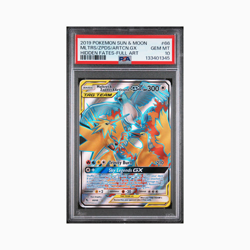 2019 Pokémon Moltres, Zapdos & Articuno GX Full Art PSA10
