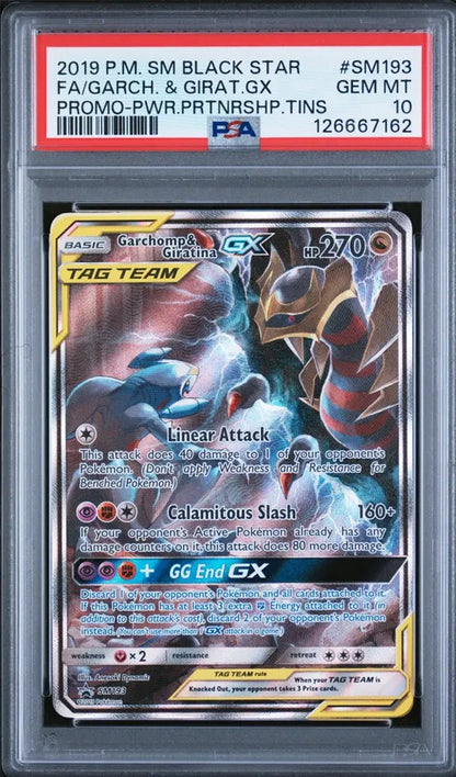 2019 Pokémon SM193 Garchomp & Giratina GX Full Art Promo PSA10