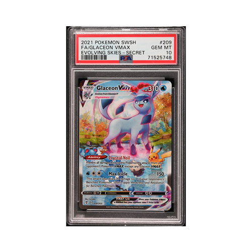 2021 Pokémon SWSH Glaceon VMAX Evolving Skies Secret PSA10