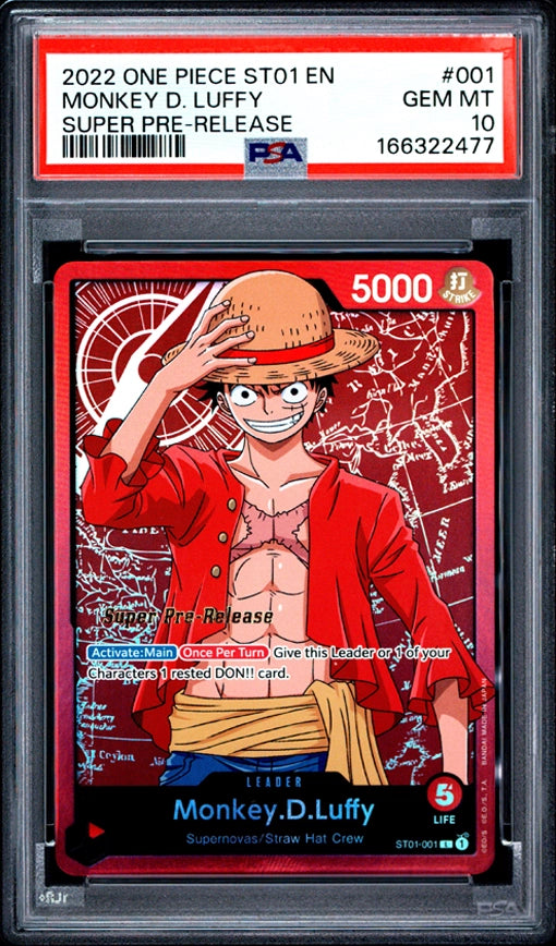2022 ONE PIECE Monkey D. Luffy Super Pre-Release PSA10