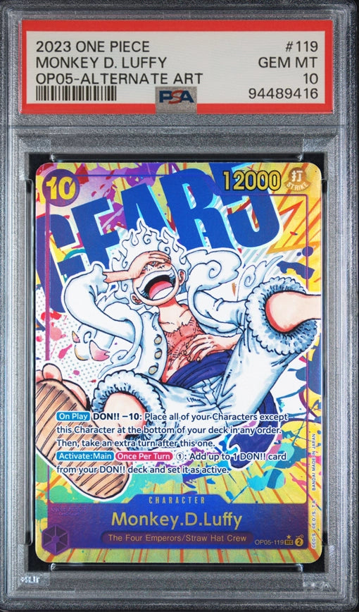2023 ONE PIECE Monkey D. Luffy OP05 ALTERNATE ART PSA10