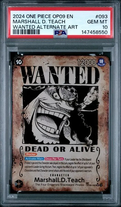 2024 ONE PIECE OP09 - 093 Marshall D. Teach Wanted Alternate Art PSA10