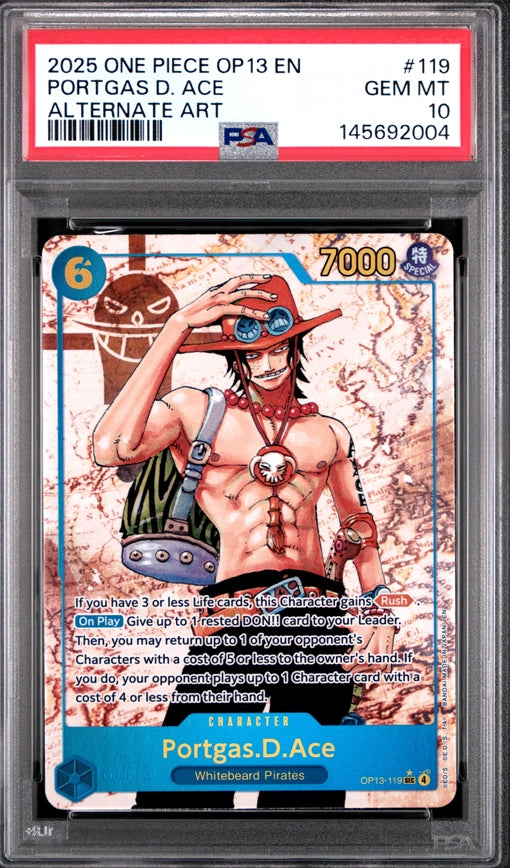 2025 ONE PIECE #119 Portgas D. Ace Alternate Art PSA10