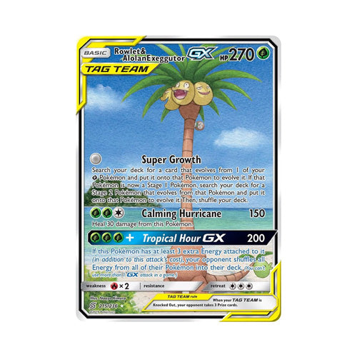 Rowlet & Alolan Exeggutor GX (Alternate Full Art)